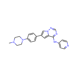 CN1CCN(c2ccc(-c3cc4c(Nc5ccncc5)ncnn4c3)cc2)CC1 ZINC000299835585