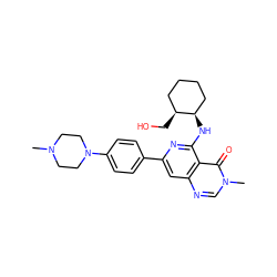 CN1CCN(c2ccc(-c3cc4ncn(C)c(=O)c4c(N[C@@H]4CCCC[C@@H]4CO)n3)cc2)CC1 ZINC000143539076