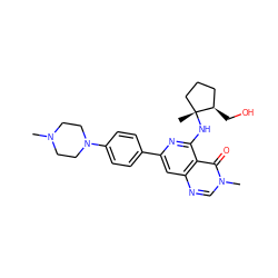 CN1CCN(c2ccc(-c3cc4ncn(C)c(=O)c4c(N[C@]4(C)CCC[C@H]4CO)n3)cc2)CC1 ZINC000143160860