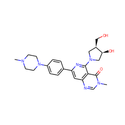 CN1CCN(c2ccc(-c3cc4ncn(C)c(=O)c4c(N4C[C@@H](CO)[C@@H](O)C4)n3)cc2)CC1 ZINC000144799826