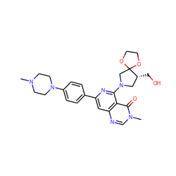 CN1CCN(c2ccc(-c3cc4ncn(C)c(=O)c4c(N4C[C@@H](CO)C5(C4)OCCO5)n3)cc2)CC1 ZINC000115622656