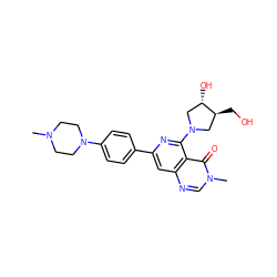 CN1CCN(c2ccc(-c3cc4ncn(C)c(=O)c4c(N4C[C@H](O)[C@@H](CO)C4)n3)cc2)CC1 ZINC000144800059