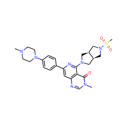 CN1CCN(c2ccc(-c3cc4ncn(C)c(=O)c4c(N4C[C@H]5CN(S(C)(=O)=O)C[C@H]5C4)n3)cc2)CC1 ZINC000115625824