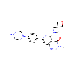 CN1CCN(c2ccc(-c3cc4ncn(C)c(=O)c4c(N4CC5(COC5)C4)n3)cc2)CC1 ZINC000115626218