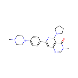 CN1CCN(c2ccc(-c3cc4ncn(C)c(=O)c4c(N4CCCC4)n3)cc2)CC1 ZINC000115624342