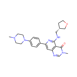 CN1CCN(c2ccc(-c3cc4ncn(C)c(=O)c4c(NC[C@@H]4CCOC4)n3)cc2)CC1 ZINC000115625236