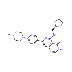 CN1CCN(c2ccc(-c3cc4ncn(C)c(=O)c4c(NC[C@H]4CCCO4)n3)cc2)CC1 ZINC000115624316