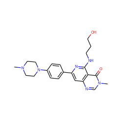 CN1CCN(c2ccc(-c3cc4ncn(C)c(=O)c4c(NCCCO)n3)cc2)CC1 ZINC000115624501