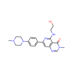 CN1CCN(c2ccc(-c3cc4ncn(C)c(=O)c4c(NCCO)n3)cc2)CC1 ZINC000115622489