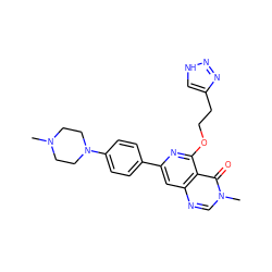 CN1CCN(c2ccc(-c3cc4ncn(C)c(=O)c4c(OCCc4c[nH]nn4)n3)cc2)CC1 ZINC000115622664