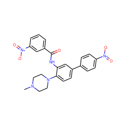 CN1CCN(c2ccc(-c3ccc([N+](=O)[O-])cc3)cc2NC(=O)c2cccc([N+](=O)[O-])c2)CC1 ZINC001772649156