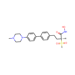 CN1CCN(c2ccc(-c3ccc(CC[C@@](C)(C(=O)NO)S(C)(=O)=O)cc3)cc2)CC1 ZINC000169708172