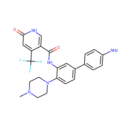 CN1CCN(c2ccc(-c3ccc(N)cc3)cc2NC(=O)c2c[nH]c(=O)cc2C(F)(F)F)CC1 ZINC000653853343