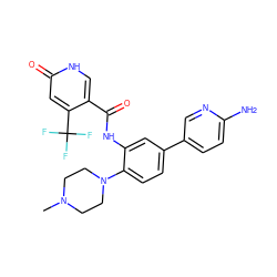 CN1CCN(c2ccc(-c3ccc(N)nc3)cc2NC(=O)c2c[nH]c(=O)cc2C(F)(F)F)CC1 ZINC000653853325