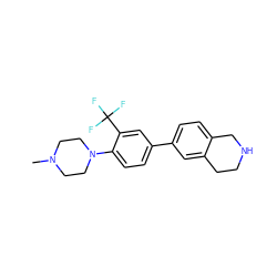 CN1CCN(c2ccc(-c3ccc4c(c3)CCNC4)cc2C(F)(F)F)CC1 ZINC000071334463