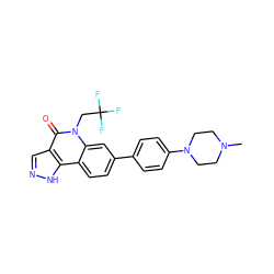 CN1CCN(c2ccc(-c3ccc4c5[nH]ncc5c(=O)n(CC(F)(F)F)c4c3)cc2)CC1 ZINC000204976419