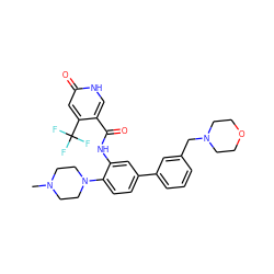 CN1CCN(c2ccc(-c3cccc(CN4CCOCC4)c3)cc2NC(=O)c2c[nH]c(=O)cc2C(F)(F)F)CC1 ZINC000231558892