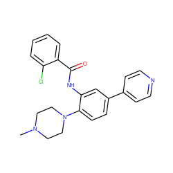 CN1CCN(c2ccc(-c3ccncc3)cc2NC(=O)c2ccccc2Cl)CC1 ZINC000095590072