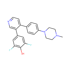 CN1CCN(c2ccc(-c3ccncc3-c3cc(F)c(O)c(F)c3)cc2)CC1 ZINC000098208213