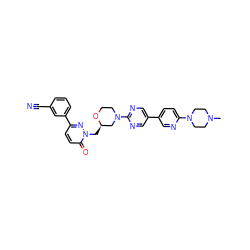 CN1CCN(c2ccc(-c3cnc(N4CCO[C@H](Cn5nc(-c6cccc(C#N)c6)ccc5=O)C4)nc3)cn2)CC1 ZINC000205700029