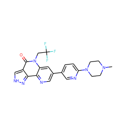 CN1CCN(c2ccc(-c3cnc4c5n[nH]cc5c(=O)n(CC(F)(F)F)c4c3)cn2)CC1 ZINC000473129025