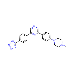 CN1CCN(c2ccc(-c3cncc(-c4ccc(-c5nnn[nH]5)cc4)n3)cc2)CC1 ZINC000299828008