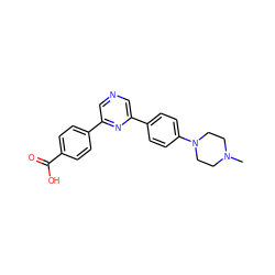 CN1CCN(c2ccc(-c3cncc(-c4ccc(C(=O)O)cc4)n3)cc2)CC1 ZINC000299827975