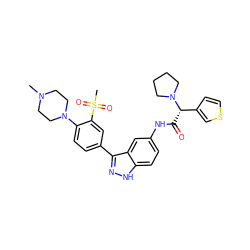 CN1CCN(c2ccc(-c3n[nH]c4ccc(NC(=O)[C@@H](c5ccsc5)N5CCCC5)cc34)cc2S(C)(=O)=O)CC1 ZINC000299864212