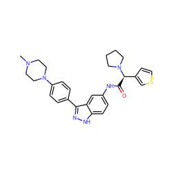 CN1CCN(c2ccc(-c3n[nH]c4ccc(NC(=O)[C@H](c5ccsc5)N5CCCC5)cc34)cc2)CC1 ZINC000146726825