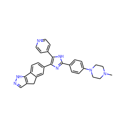 CN1CCN(c2ccc(-c3nc(-c4ccc5c(c4)Cc4cn[nH]c4-5)c(-c4ccncc4)[nH]3)cc2)CC1 ZINC000064510543