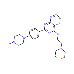 CN1CCN(c2ccc(-c3nc(NCCN4CCOCC4)c4nccnc4n3)cc2)CC1 ZINC000142884600