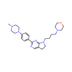 CN1CCN(c2ccc(-c3ncc4c(n3)N(CCCCN3CCOCC3)CC4)cc2)CC1 ZINC000199004830