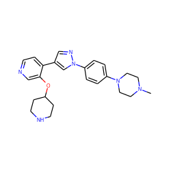 CN1CCN(c2ccc(-n3cc(-c4ccncc4OC4CCNCC4)cn3)cc2)CC1 ZINC000653886987