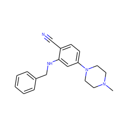 CN1CCN(c2ccc(C#N)c(NCc3ccccc3)c2)CC1 ZINC000028955715