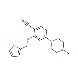 CN1CCN(c2ccc(C#N)c(NCc3ccco3)c2)CC1 ZINC000028955726