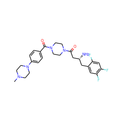 CN1CCN(c2ccc(C(=O)N3CCN(C(=O)C[C@H](N)Cc4cc(F)c(F)cc4F)CC3)cc2)CC1 ZINC000084690866