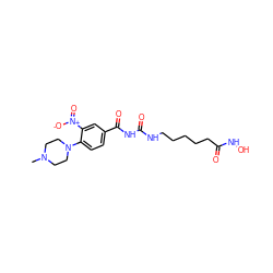 CN1CCN(c2ccc(C(=O)NC(=O)NCCCCCC(=O)NO)cc2[N+](=O)[O-])CC1 ZINC000049046174