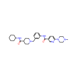 CN1CCN(c2ccc(C(=O)Nc3cccc(CN4CCC(C(=O)NC5CCCCC5)CC4)c3)cn2)CC1 ZINC001772633576