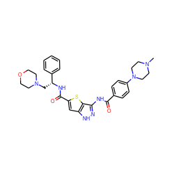 CN1CCN(c2ccc(C(=O)Nc3n[nH]c4cc(C(=O)N[C@H](CN5CCOCC5)c5ccccc5)sc34)cc2)CC1 ZINC000064540285