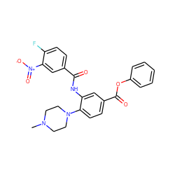 CN1CCN(c2ccc(C(=O)Oc3ccccc3)cc2NC(=O)c2ccc(F)c([N+](=O)[O-])c2)CC1 ZINC001772603433