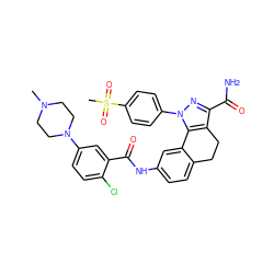 CN1CCN(c2ccc(Cl)c(C(=O)Nc3ccc4c(c3)-c3c(c(C(N)=O)nn3-c3ccc(S(C)(=O)=O)cc3)CC4)c2)CC1 ZINC000165819792