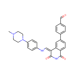 CN1CCN(c2ccc(N/C=C3\C(=O)NC(=O)c4ccc(-c5ccc(C=O)cc5)cc43)cc2)CC1 ZINC000045498380