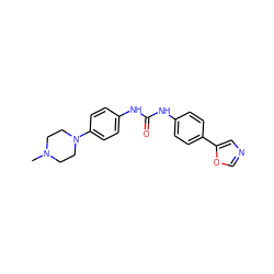 CN1CCN(c2ccc(NC(=O)Nc3ccc(-c4cnco4)cc3)cc2)CC1 ZINC000117732561