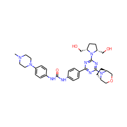 CN1CCN(c2ccc(NC(=O)Nc3ccc(-c4nc(N5[C@H]6CC[C@H]5COC6)nc(N5[C@H](CO)CC[C@@H]5CO)n4)cc3)cc2)CC1 ZINC000101335872