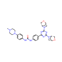 CN1CCN(c2ccc(NC(=O)Nc3ccc(-c4nc(N5C[C@@H]6C[C@H]5CO6)nc(N5C[C@@H]6C[C@H]5CO6)n4)cc3)cc2)CC1 ZINC000049780563