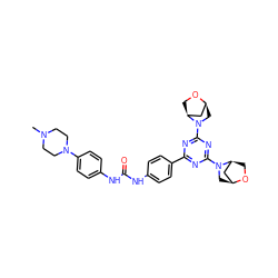 CN1CCN(c2ccc(NC(=O)Nc3ccc(-c4nc(N5C[C@H]6C[C@@H]5CO6)nc(N5C[C@H]6C[C@@H]5CO6)n4)cc3)cc2)CC1 ZINC000049780742