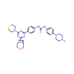 CN1CCN(c2ccc(NC(=O)Nc3ccc(-c4nc(N5CCSCC5)nc(N5[C@H]6CC[C@H]5COC6)n4)cc3)cc2)CC1 ZINC000101335908