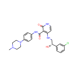 CN1CCN(c2ccc(NC(=O)c3c(NC[C@@H](O)c4cccc(Cl)c4)cc[nH]c3=O)cc2)CC1 ZINC000059031278