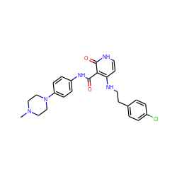 CN1CCN(c2ccc(NC(=O)c3c(NCCc4ccc(Cl)cc4)cc[nH]c3=O)cc2)CC1 ZINC000263620757