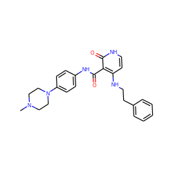 CN1CCN(c2ccc(NC(=O)c3c(NCCc4ccccc4)cc[nH]c3=O)cc2)CC1 ZINC000059033221